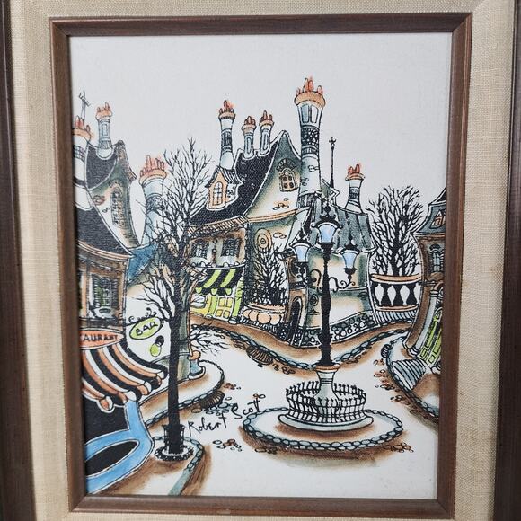 Robert Scott Original Oil Painting Paris France Parisian village Turnabout Town - Picture 4 of 11